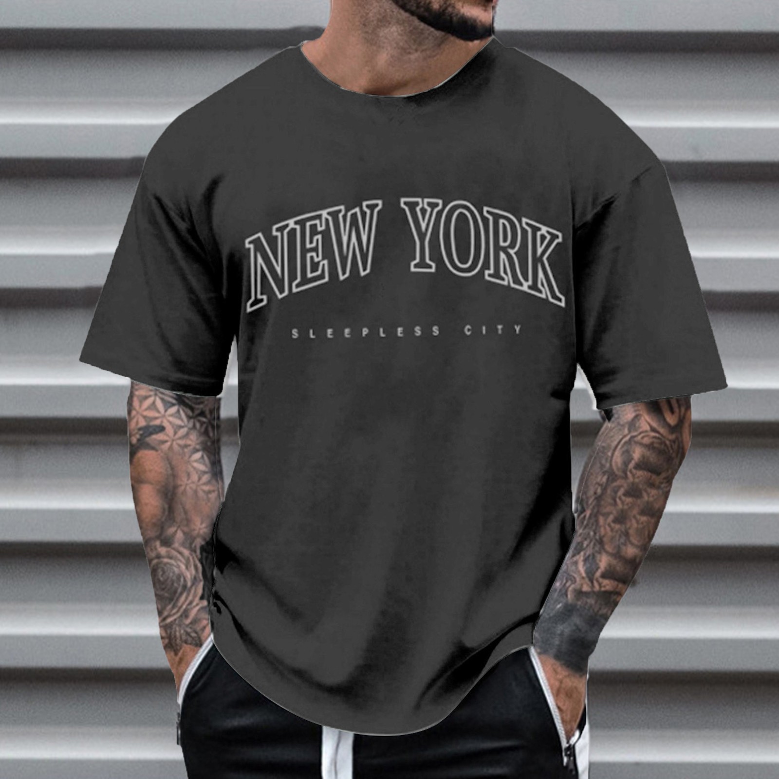 thumbnail image 2 of Camiseta de manga corta con cuello redondo y estampado de arbolitos para hombre, ideal para la playa en verano - Poliéster, informal/viajes/uso diario - Ligera, cómoda y transpirable, 2 of 4